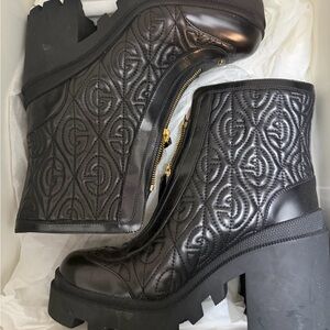 Gucci Black Embossed Ankle Boots